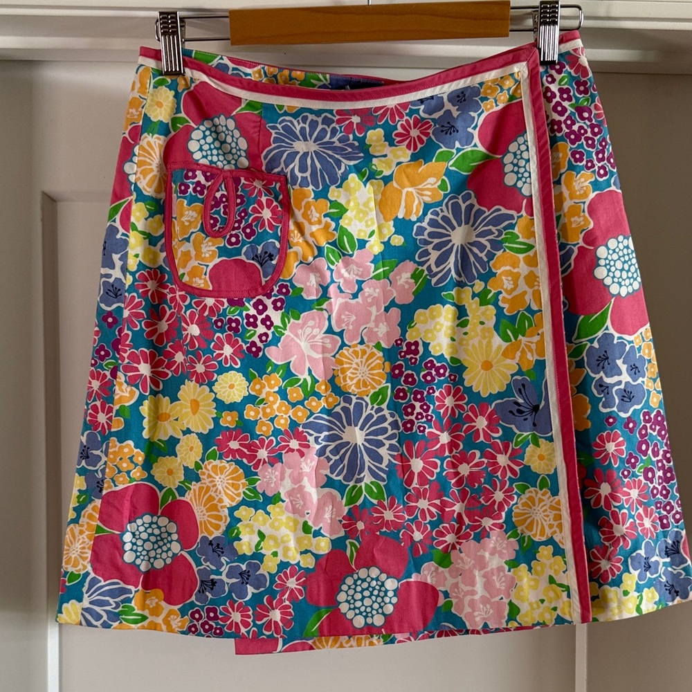Vintage Lilly Pulitzer Floral A-Line Wrap Skirt - 2